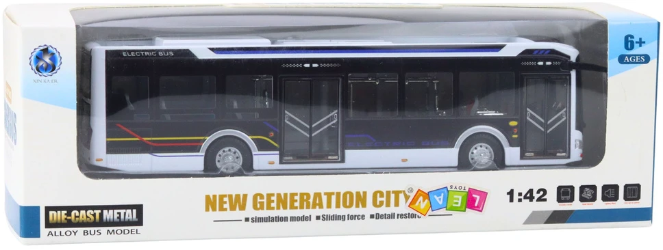 Lean Toys Metalinis miesto autobusas 1:42 su šviesomis ir garsais