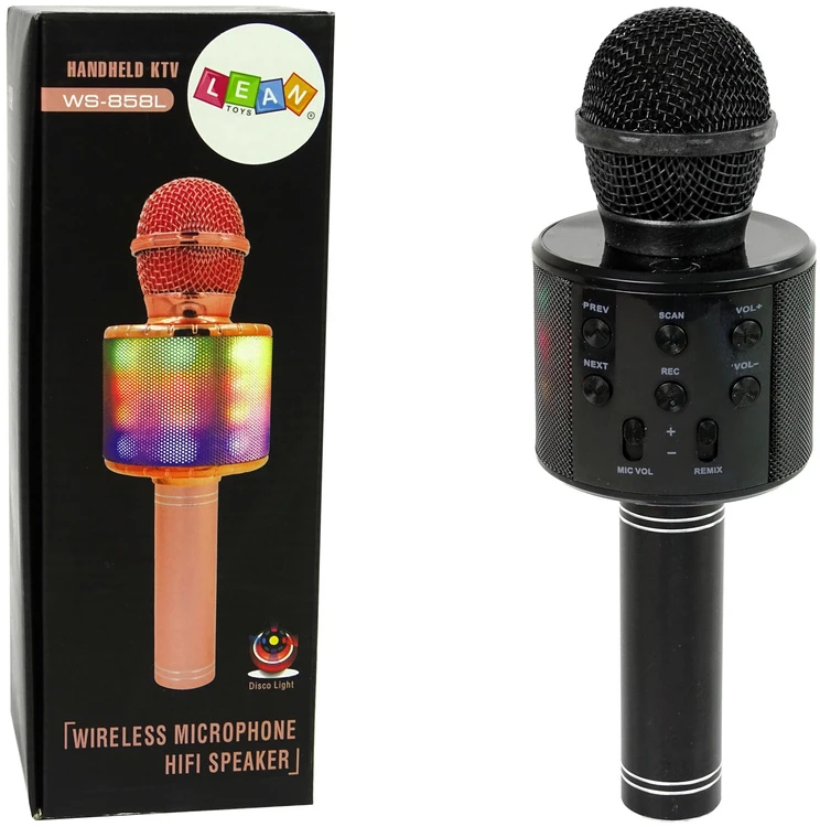 Belaidis mikrofonas su USB garsiakalbiu WS-858, juodas
