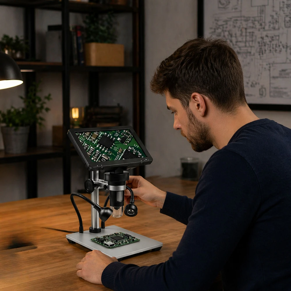 Carruzzo Skaitmeninis mikroskopas 1200x su 7 colių LCD ekranu