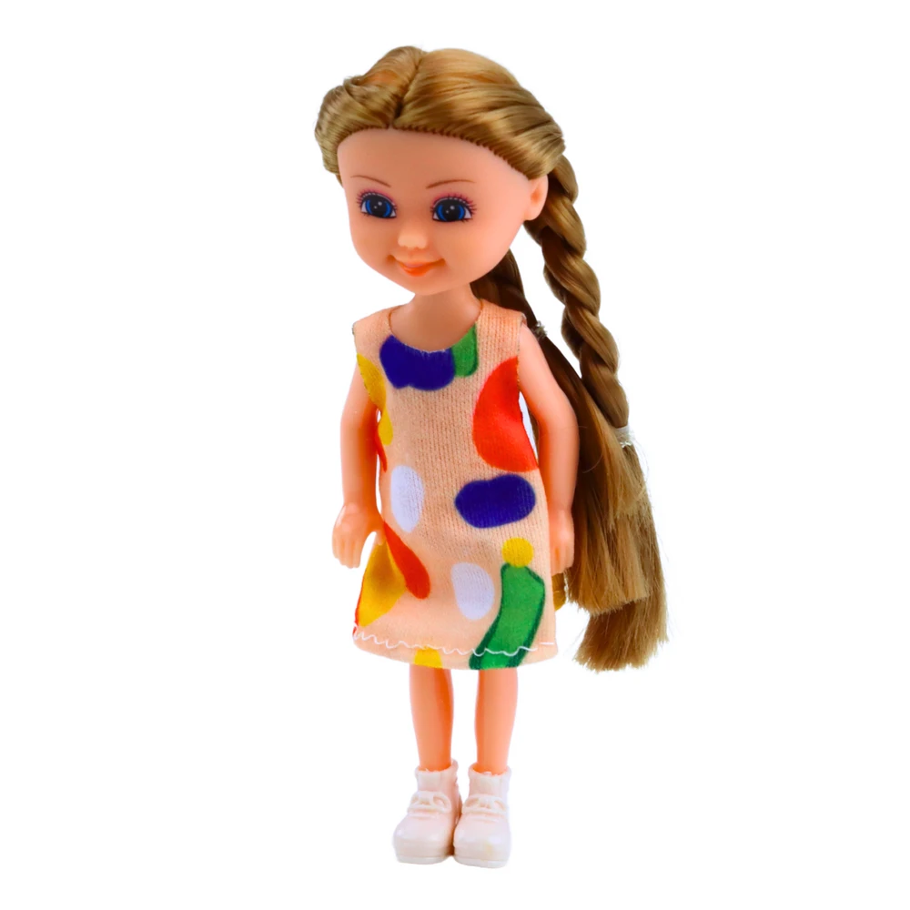 Lean Toys Mini lėlė su ilgais plaukais ir suknele, 15 cm