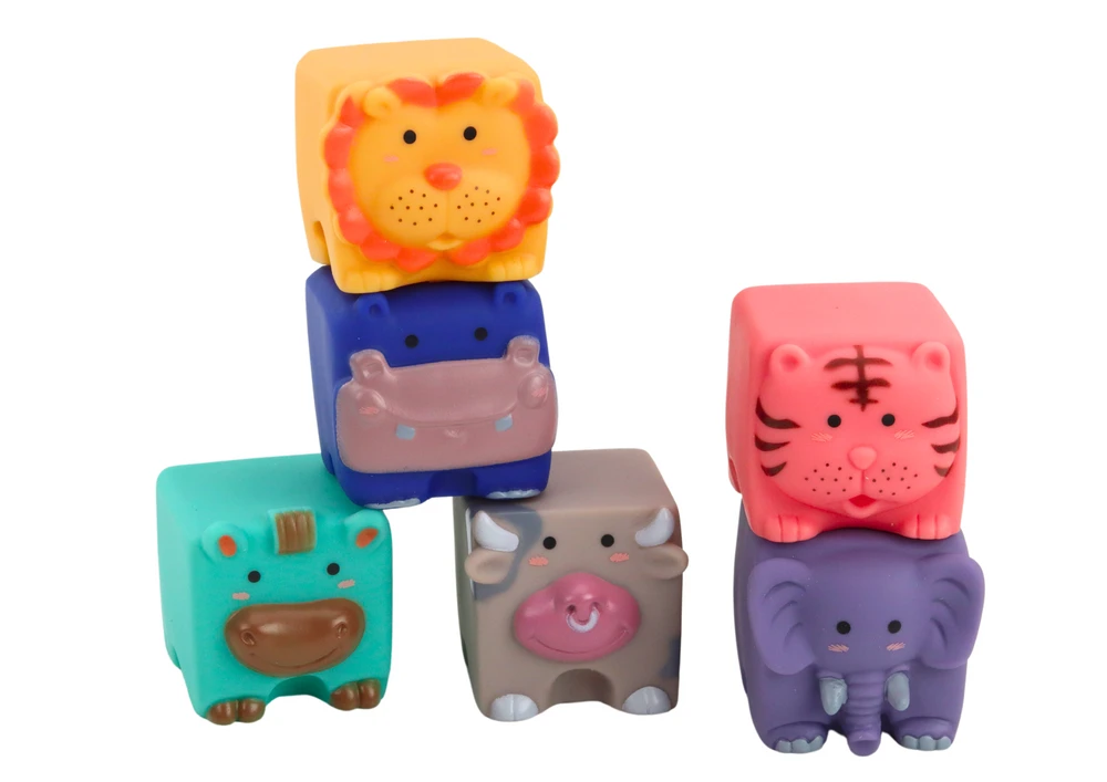 Lean Toys Minkšti edukaciniai blokeliai su gyvūnais, raidėmis ir skaičiais, 12 vnt.