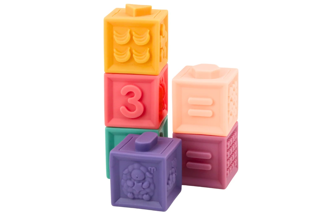 Lean Toys Minkšti edukaciniai blokeliai su gyvūnais, raidėmis ir skaičiais, 12 vnt.