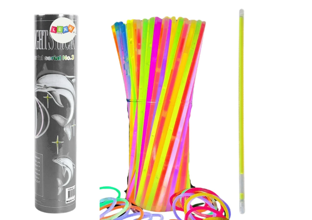 Lean Toys Švytinčios fluorescencinės juostelės, 100 vnt.