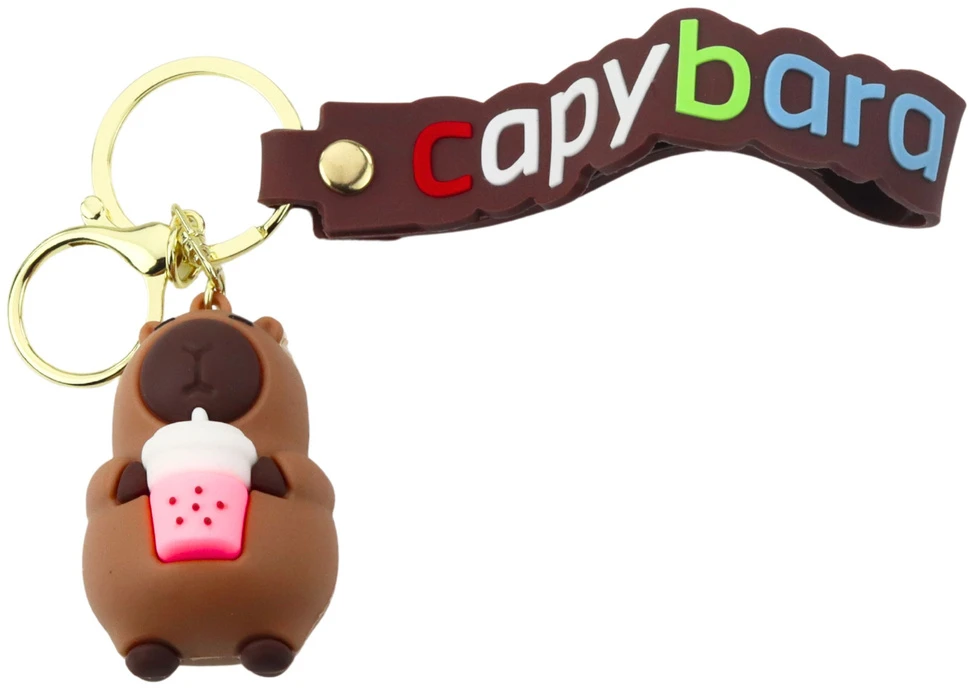 Lean Toys Raktų pakabukas kapibara su puodeliu