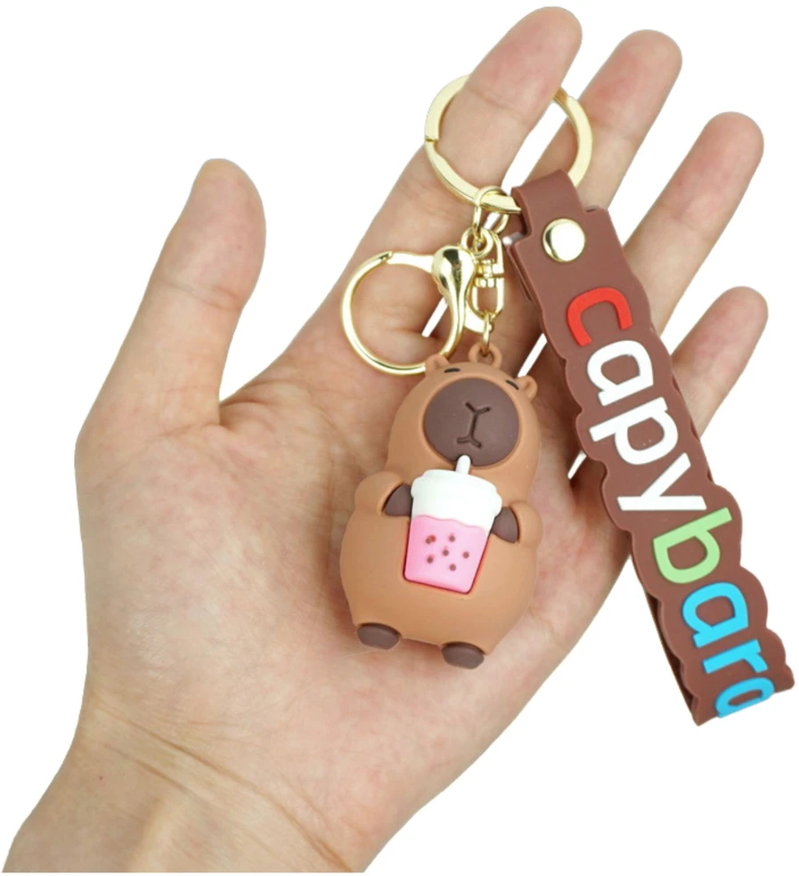 Lean Toys Raktų pakabukas kapibara su puodeliu