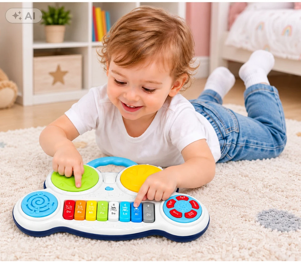 Lean Toys Interaktyvus muzikos žaislas „Pianinas su būgnais“