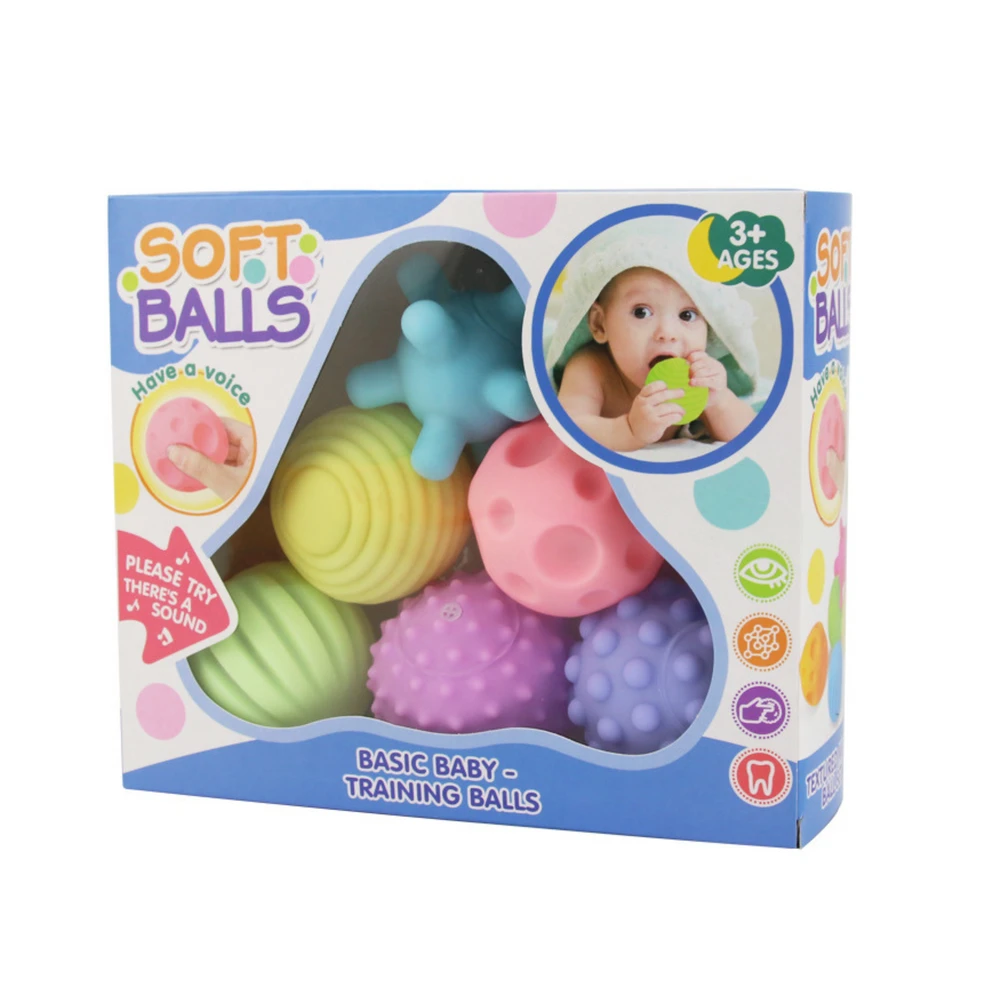 Lean Toys Sensoriniai kamuoliukai kūdikiams 6vnt