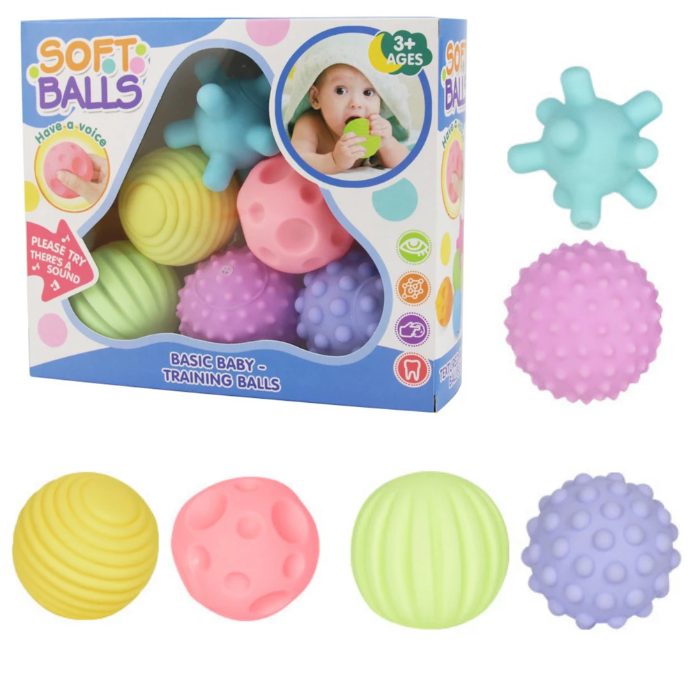 Lean Toys Sensoriniai kamuoliukai kūdikiams 6vnt