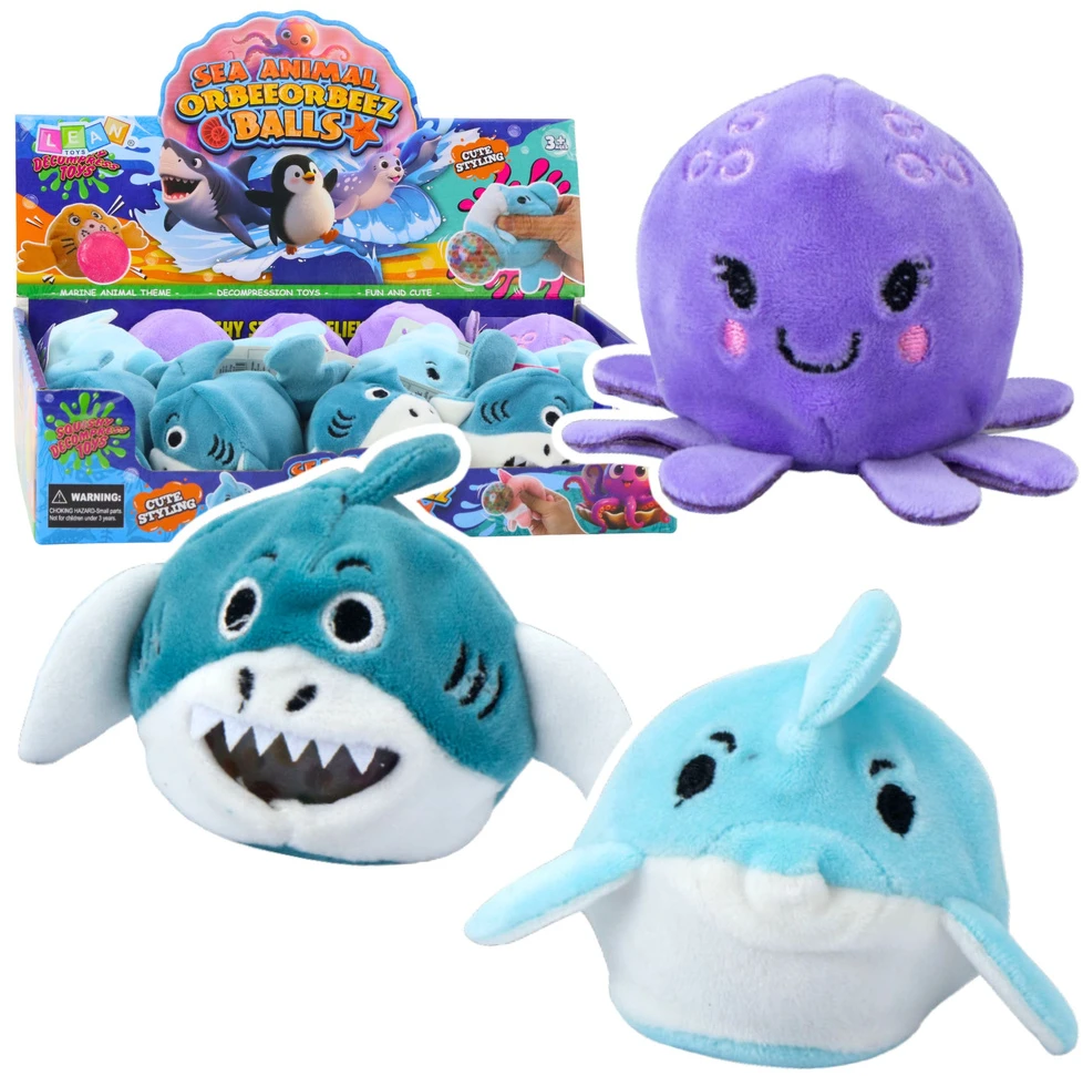 Lean Toys Minkštas jūrų gyvūnų žaislas su vandens kamuoliukais 6 cm