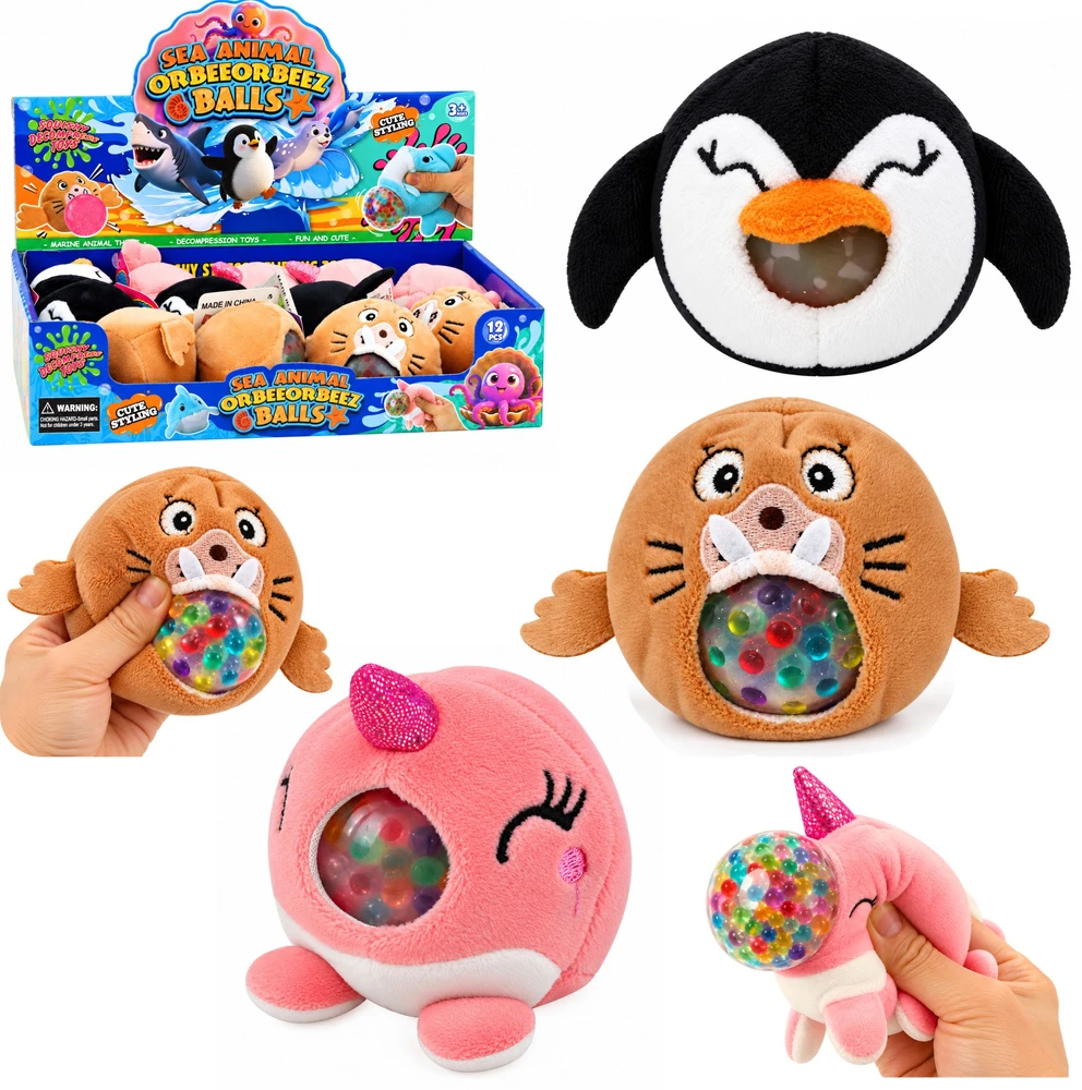 Lean Toys Sensorinis pliušinis žaislas su vandens karoliukais, 6 × 6 cm