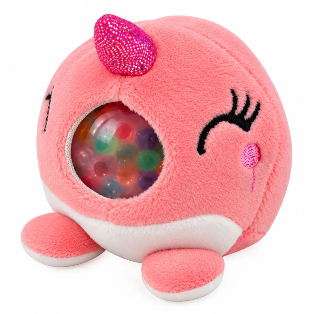 Lean Toys Sensorinis pliušinis žaislas su vandens karoliukais, 6 × 6 cm