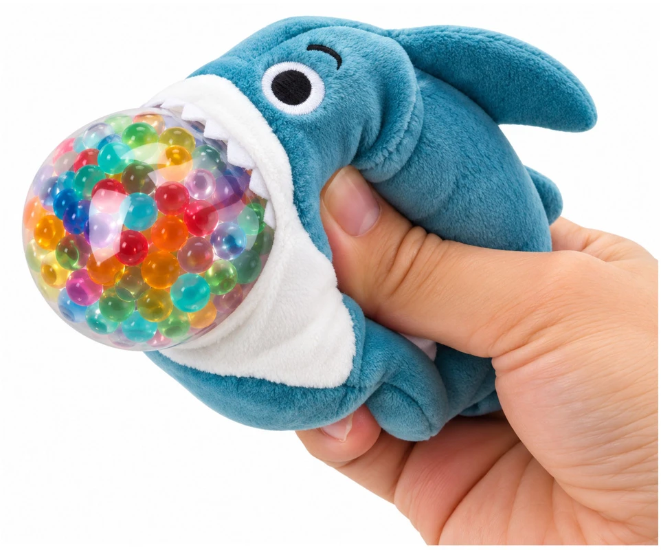 Lean Toys Sensorinis pliušinis žaislas su vandens rutuliukais, jūrų gyvūnai, 6 × 6 cm