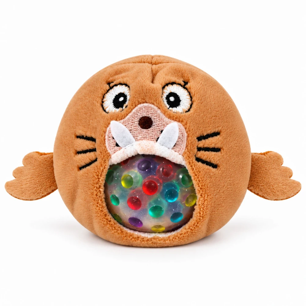 Lean Toys Sensorinis pliušinis žaislas su vandens karoliukais, 6 × 6 cm