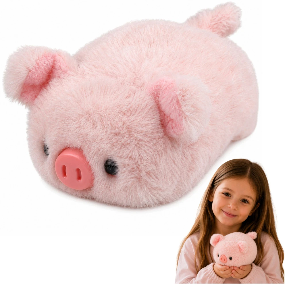 Lean Toys Pliušinis žaislas kiaulė, rožinė, 16 × 10 × 9 cm