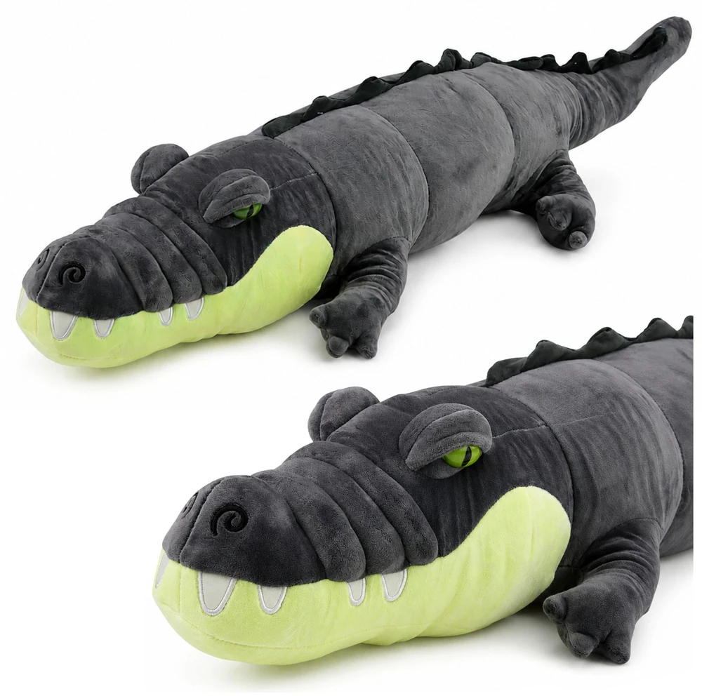Lean Toys Pliušinis krokodilas, pilkas, 90 x 30 x 25 cm