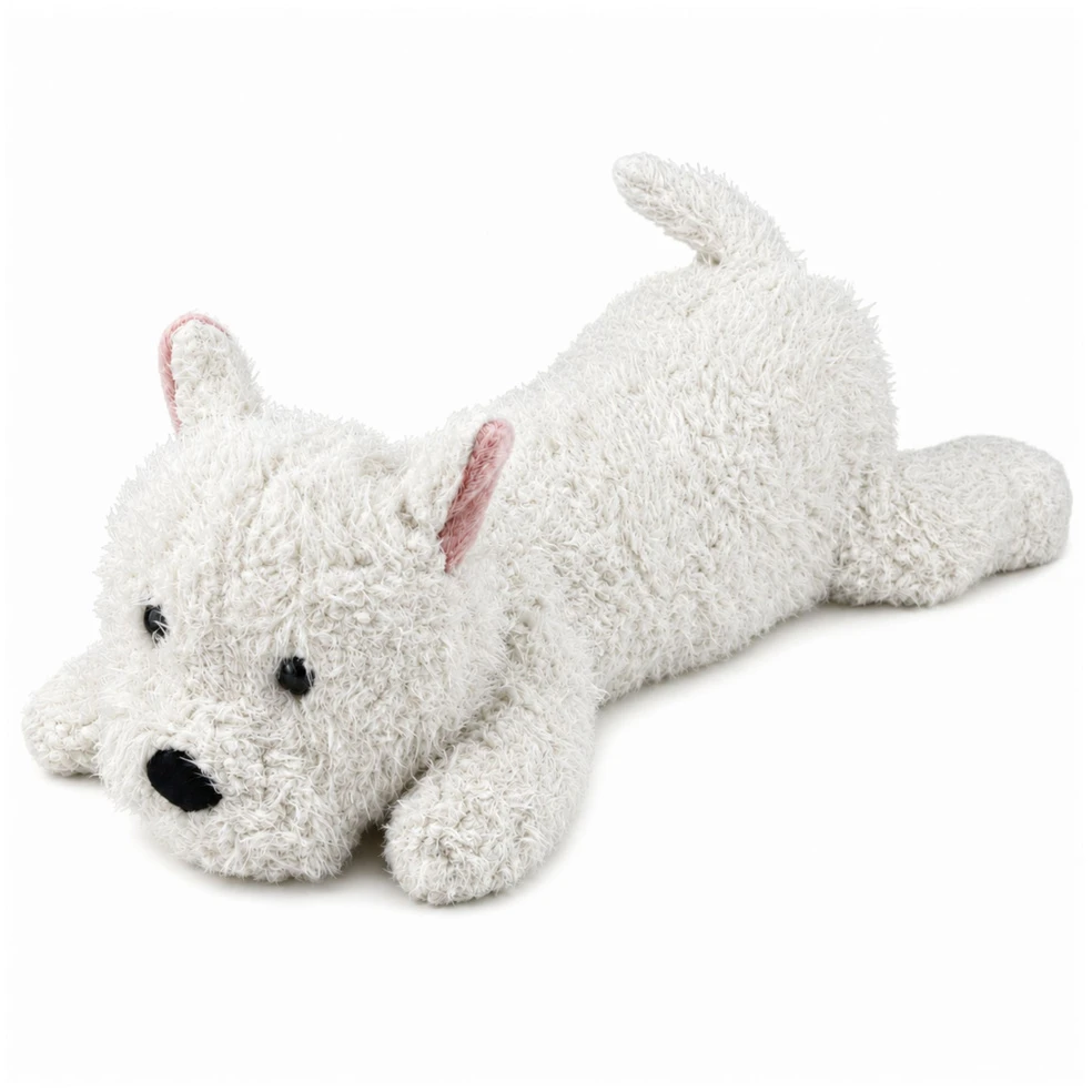 Lean Toys Pliušinis žaislas Vesthailendo baltasis terjeras, baltas, 40 × 14 × 14 cm