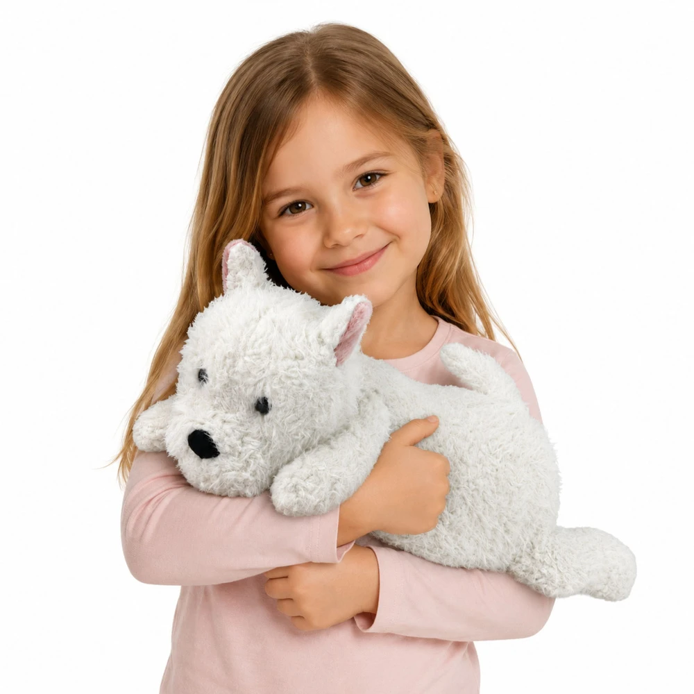 Lean Toys Pliušinis žaislas Vesthailendo baltasis terjeras, baltas, 40 × 14 × 14 cm