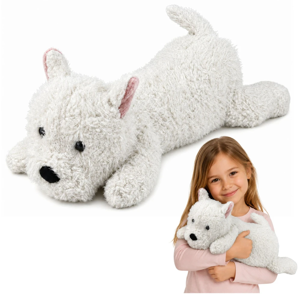 Lean Toys Pliušinis žaislas Vesthailendo baltasis terjeras, baltas, 40 × 14 × 14 cm