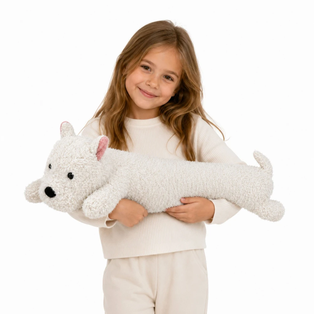 Lean Toys Pliušinis žaislas Vest Highlando terjeras, baltas, 60 × 20 × 20 cm