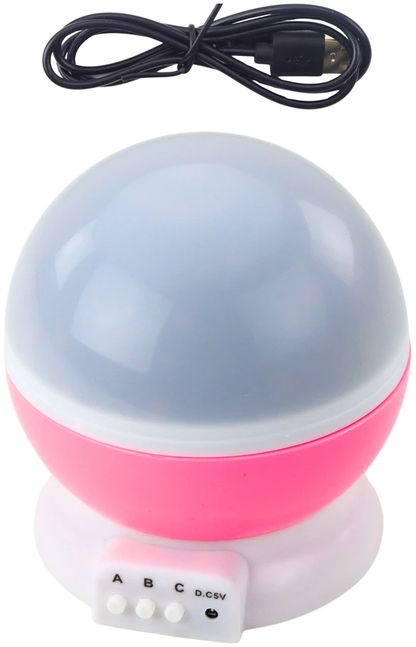 Lean Toys Žvaigždžių projektorius su LED naktine lempa, 360° sukimas, 11.2 x 13 cm, rožinė