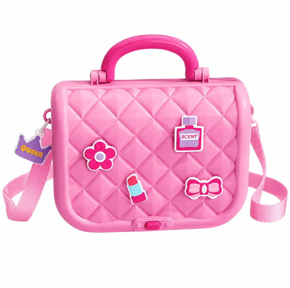 Lean Toys Vaikiškas grožio rinkinys lagaminėlyje 2-in-1, rožinis ir violetinis, 23,5 × 17 × 9,5 cm