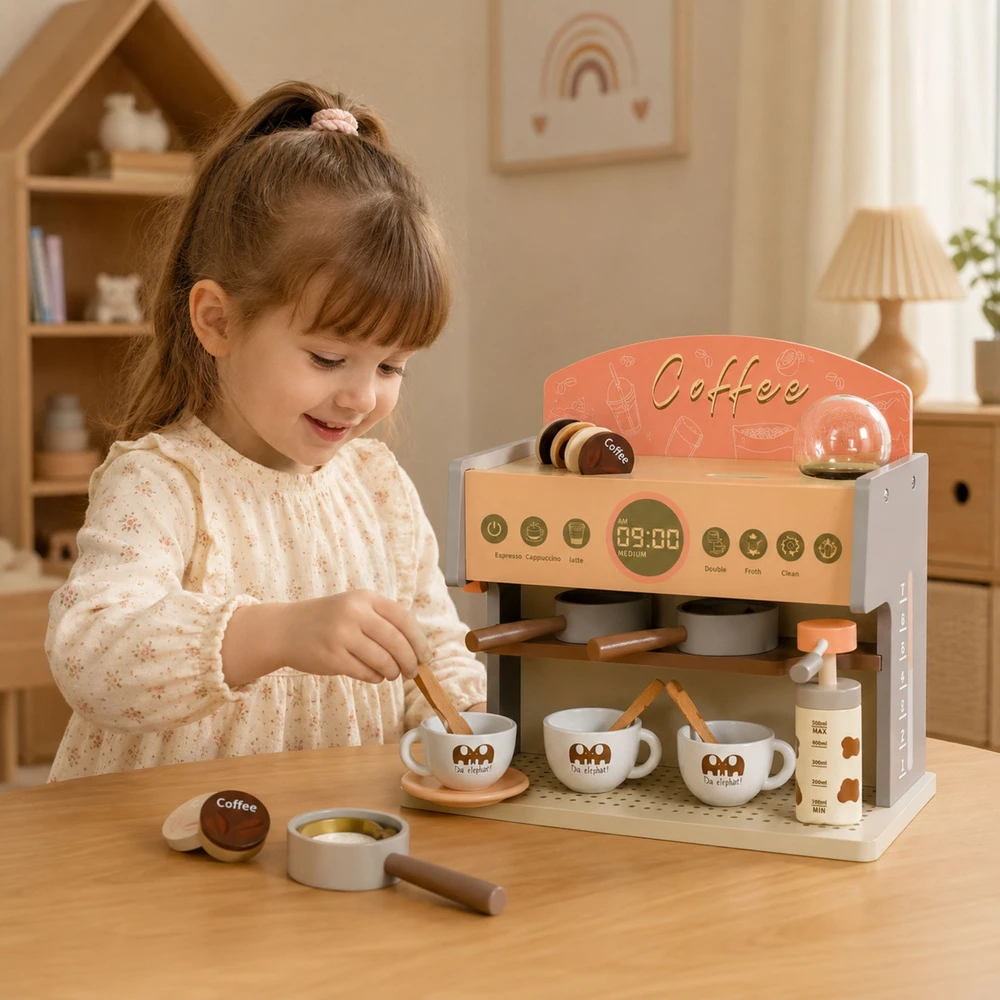 Lean Toys Medinis kavos aparatas rožinis