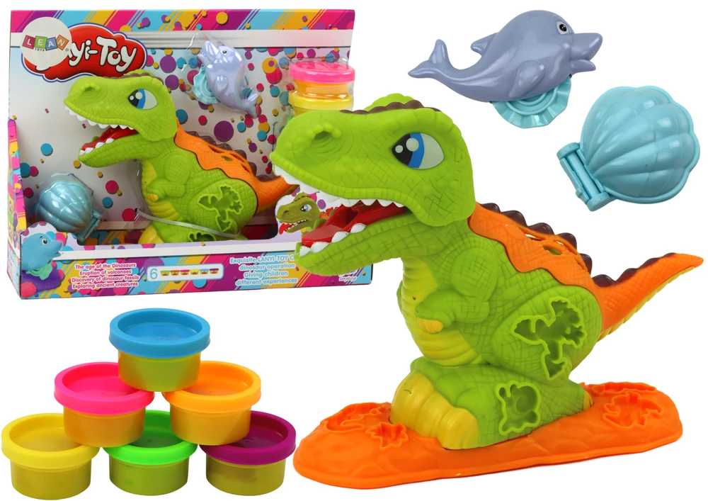 Zestaw Dinozaurų Plastilino Rinkinys su 6 Spalvomis ir Formelėmis