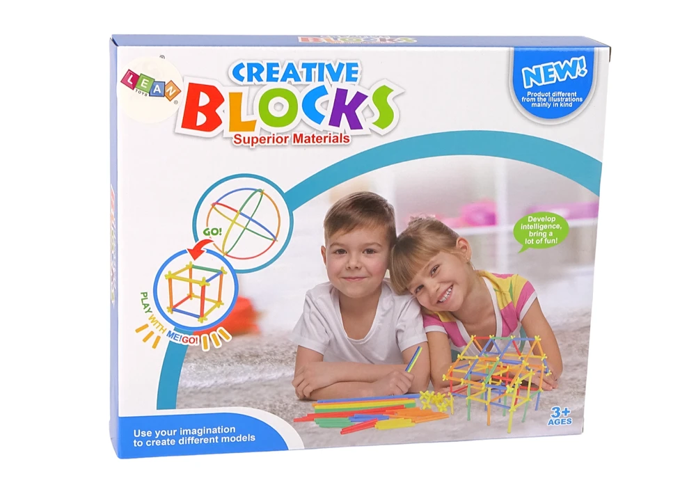 Lean Toys Statybiniai šiaudeliai su jungtimis vaikams