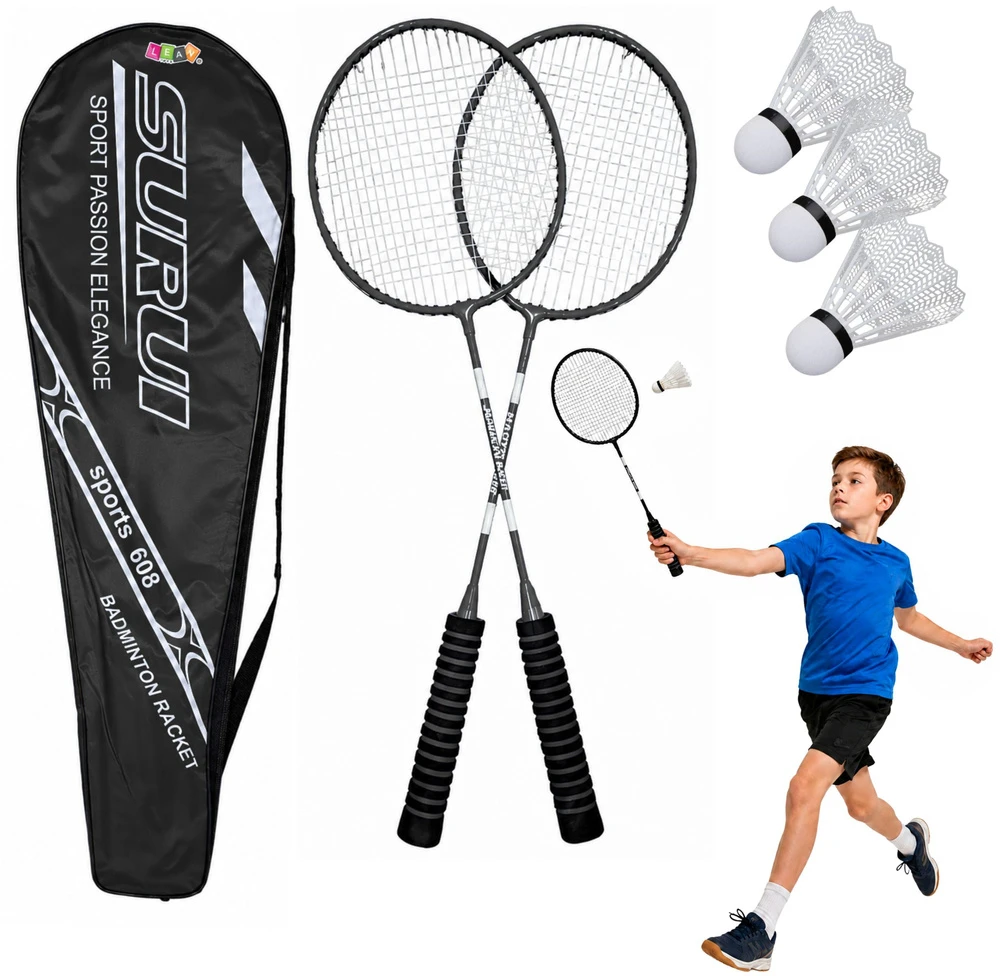 Lean Toys Badmintono rinkinys 2 raketės 3 plunksnelės