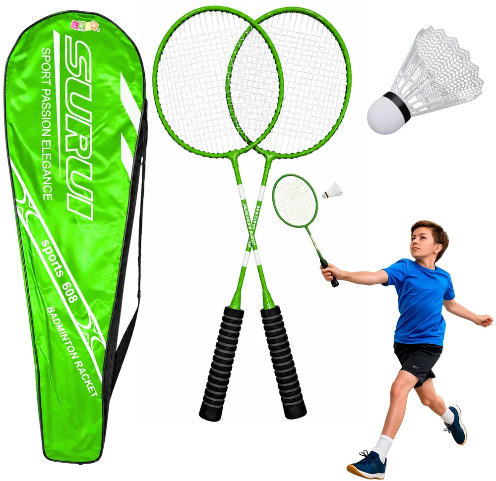 Lean Toys Badmintono rinkinys žalia/juoda 2 vnt.