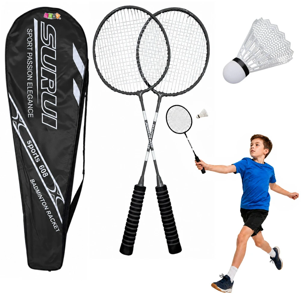 Lean Toys Badmintono rinkinys juodas 2 vnt.