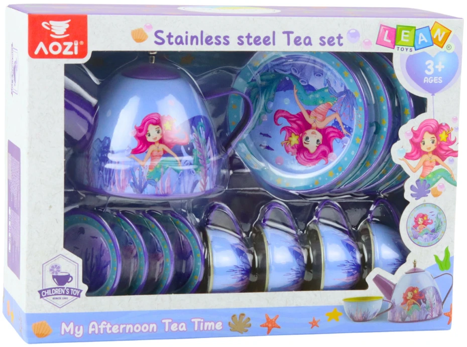 Lean Toys Vaikiškas metalinis arbatos servizas su undinėlės motyvu
