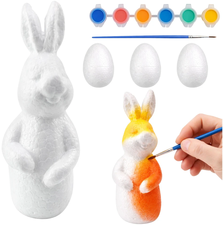 Lean Toys Putplasčio Velykų dekoravimo rinkinys kiškutis ir 3 kiaušiniai