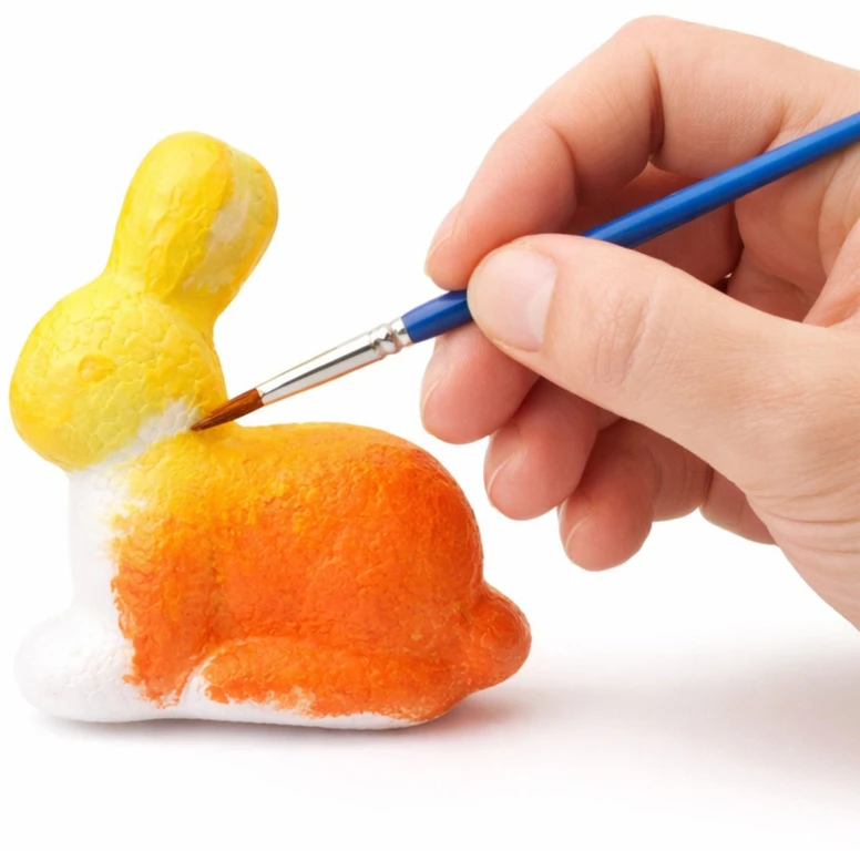 Lean Toys Rinkinys Putplasčio dekoracijų dažymo rinkinys, 3 zuikiai, 2 kiaušiniai