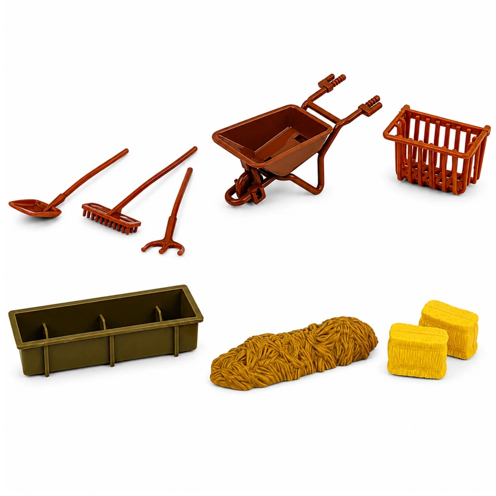 Lean Toys Ūkio figūrėlių rinkinys su traktoriaus dėže, įvairiaspalvis, 32,5 × 23 × 11,5 cm, 28 dalių