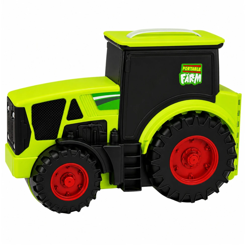 Lean Toys Ūkio figūrėlių rinkinys su traktoriaus dėže, įvairiaspalvis, 32,5 × 23 × 11,5 cm, 28 dalių
