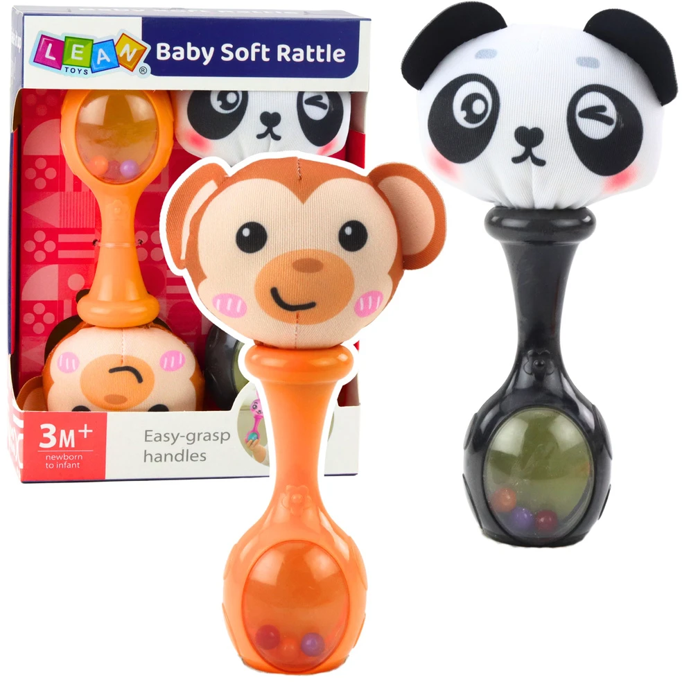 Zestaw Sensorinių Barškučių Rinkinys - Beždžionė ir Panda, 17 x 5.8 x 9 cm