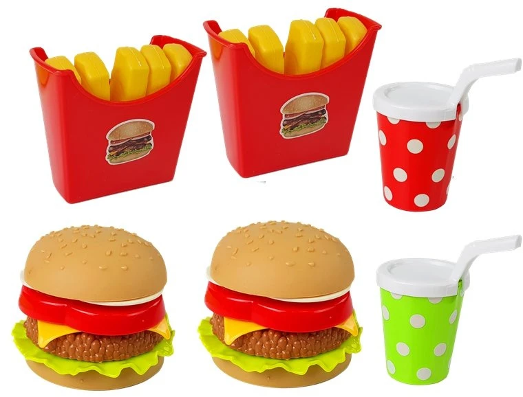 Lean Toys Žaidimų rinkinys su hamburgeriais ir gruzdintomis bulvytėmis