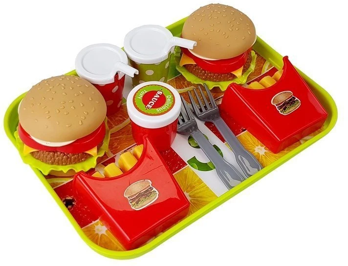 Lean Toys Žaidimų rinkinys su hamburgeriais ir gruzdintomis bulvytėmis