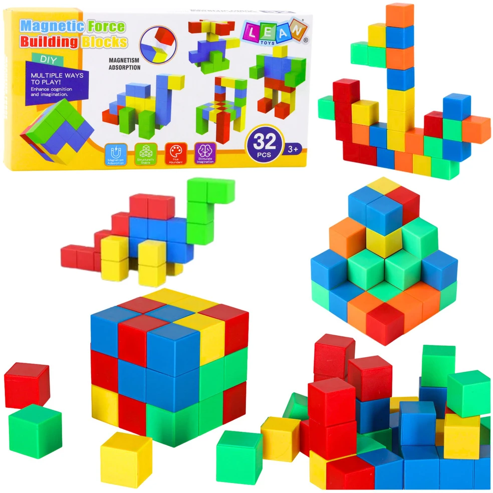 Lean Toys Magnetiniai edukaciniai blokai, 32 vnt.