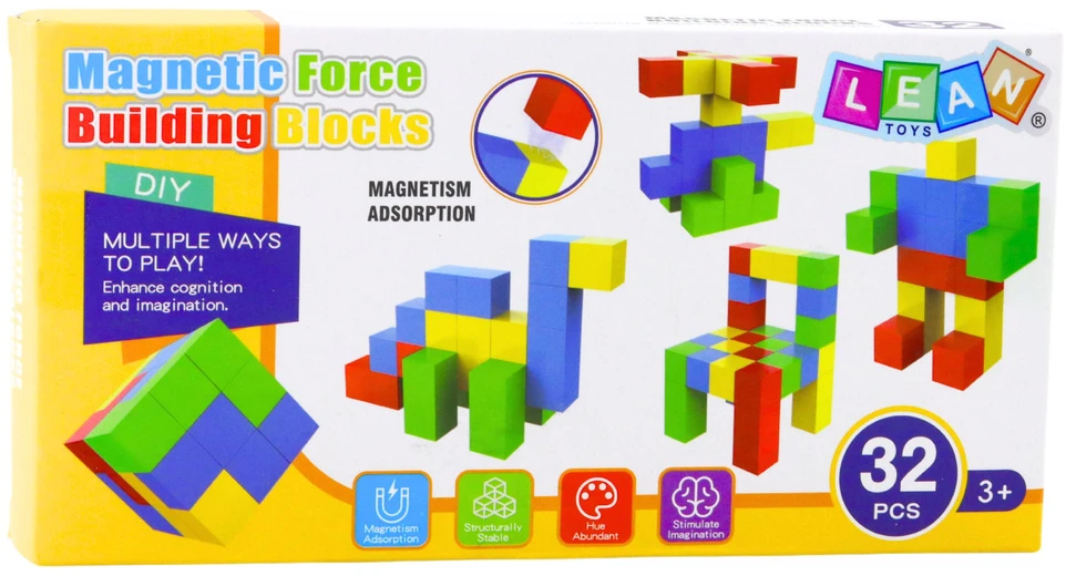 Lean Toys Magnetiniai edukaciniai blokai, 32 vnt.