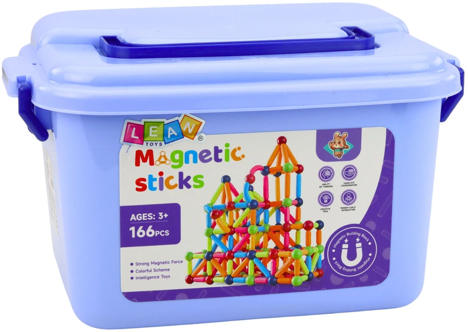 Lean Toys Magnetinių detalių rinkinys 166 vnt.