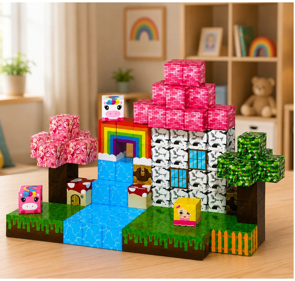 Lean Toys Magnetinės kaladėlės „Magical Land“, 100 vnt.