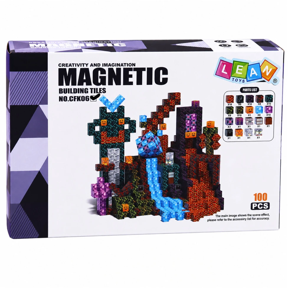 Lean Toys Magnetinės kaladėlės „Pixel Dark World“, 100 vnt.