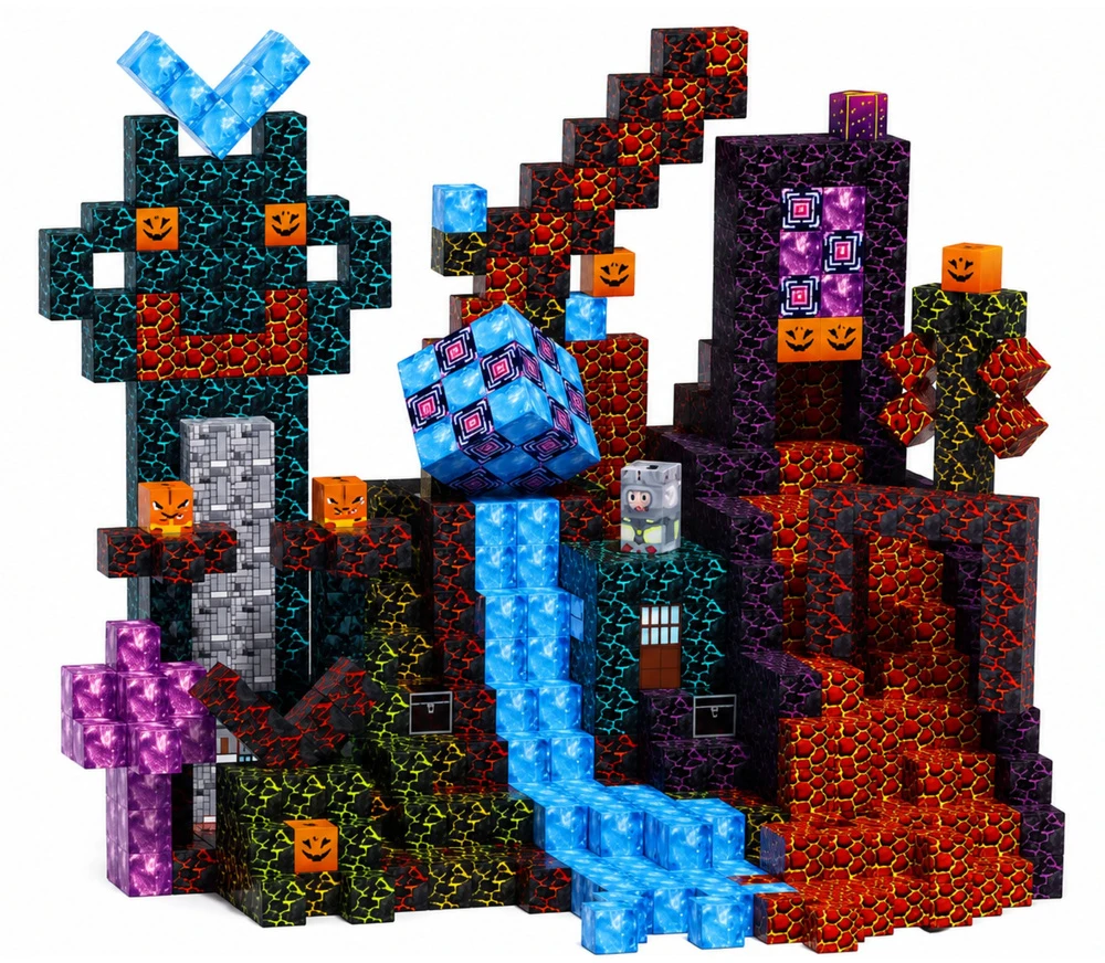 Lean Toys Magnetinės kaladėlės „Pixel Dark World“, 100 vnt.