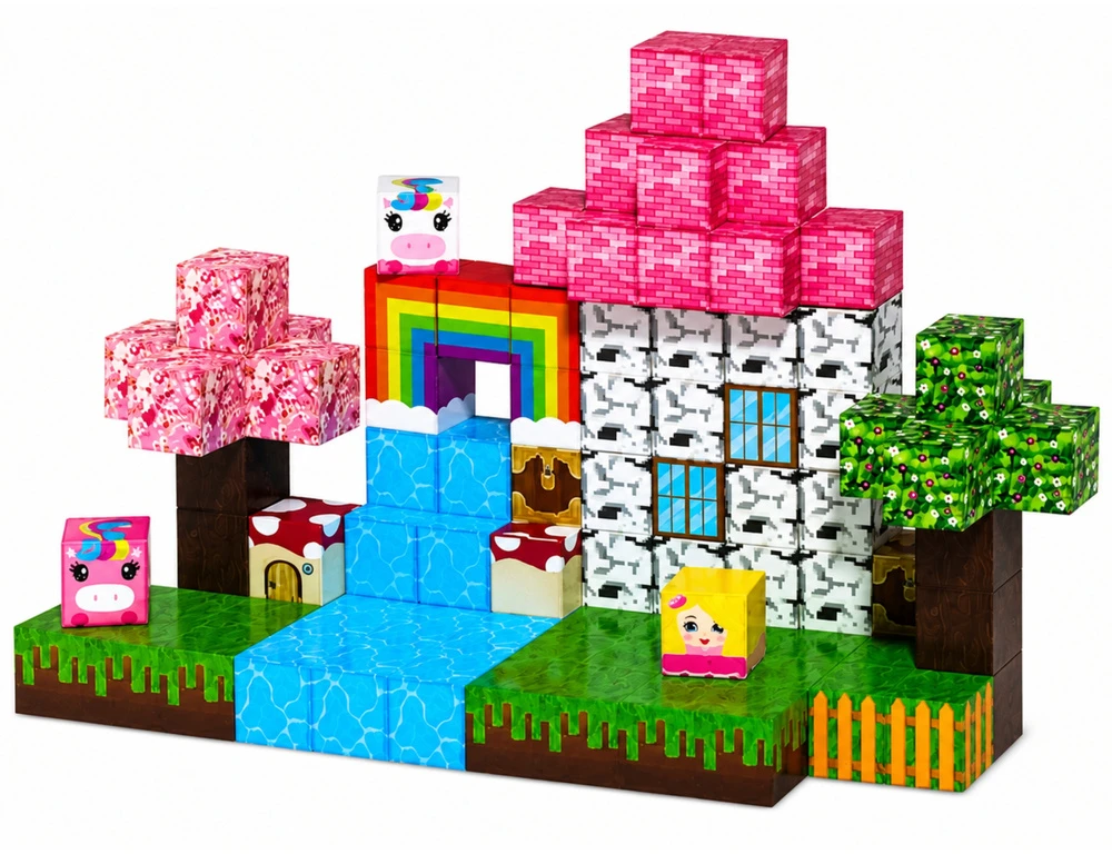 Lean Toys Magnetinės kaladėlės „Magical Land“, 100 vnt.