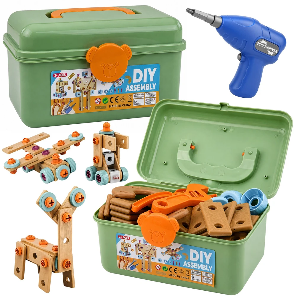 Lean Toys Konstrukcinis rinkinys su elektriniu atsuktuvu 190 vnt.