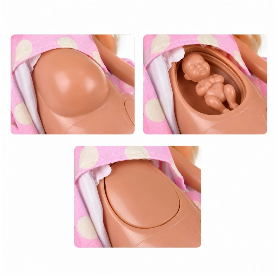 Lean Toys Lėlių šeimos rinkinys su besisukančiu mamos pilvuku, 3 vnt.
