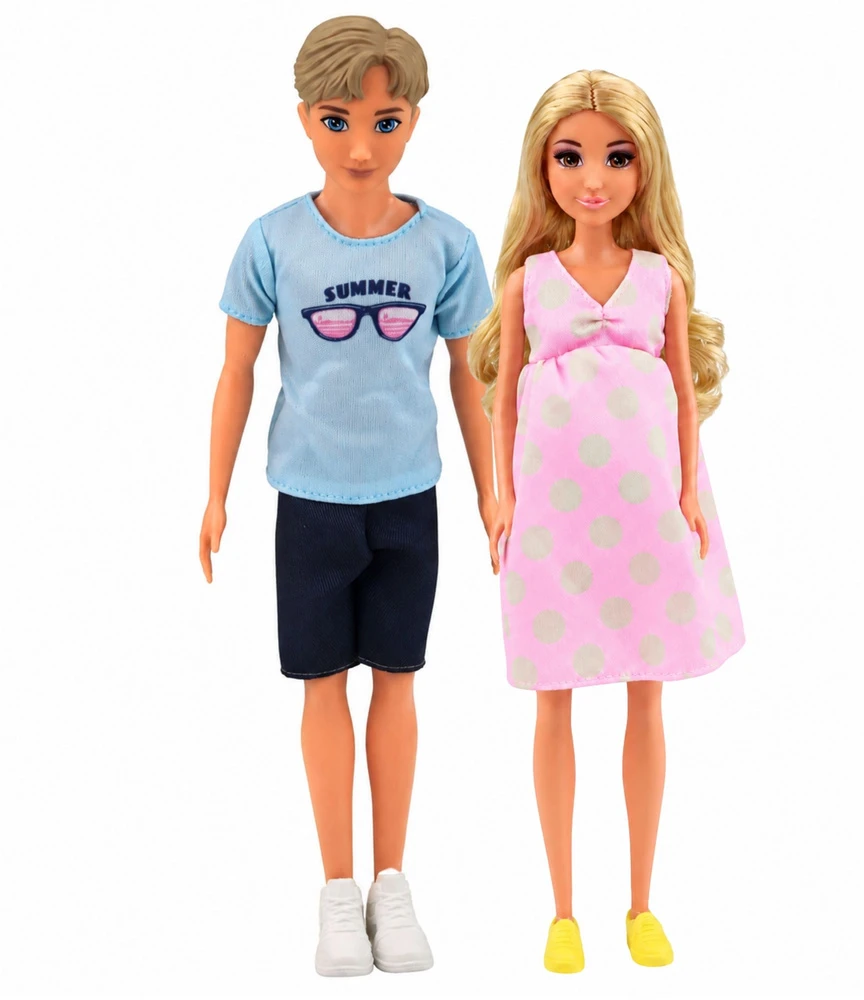 Lean Toys Lėlių šeimos rinkinys su besisukančiu mamos pilvuku, 3 vnt.