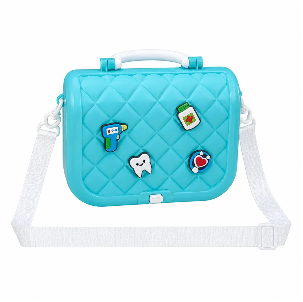 Lean Toys Gydytojo rinkinys 2 viename, turkio ir baltos spalvos, 23,5 × 17 × 9,5 cm
